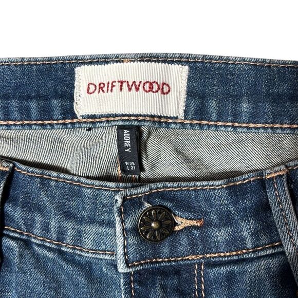 Driftwood women’s jeans 28 Audrey floral embroidered light distressed gray hem - Picture 3 of 6